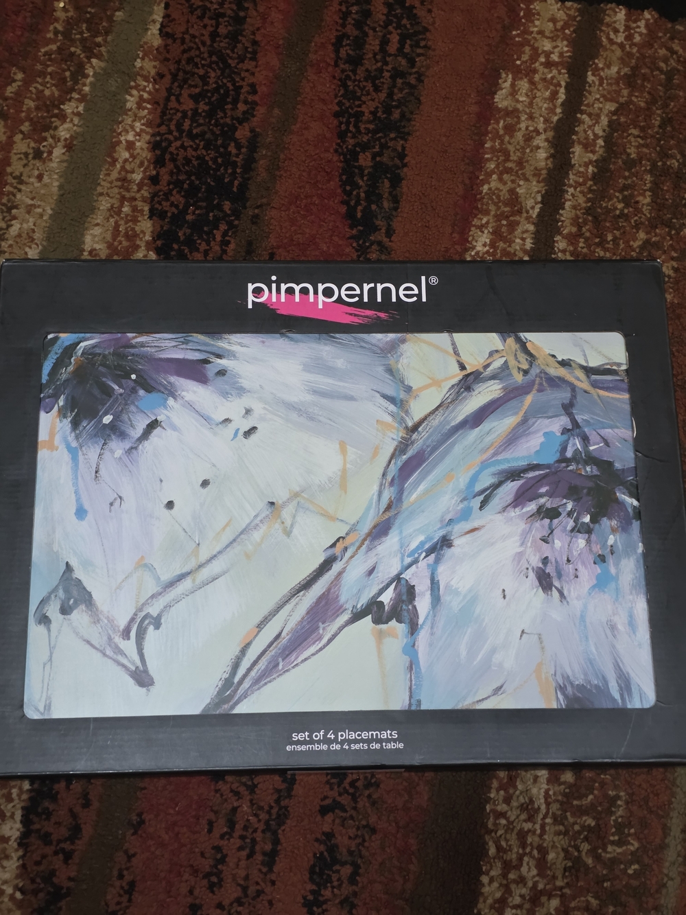 Pimpernel Blooms In Lilac Placemat Set Of 4 in Blue, Purple and Cream-NIB